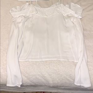white loose long sleeve off shoulder top